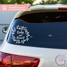 Load image into Gallery viewer, Baby On Board Wreath Car Decal

