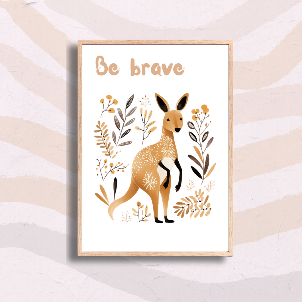 Kangaroo Be Brave Nursery Print